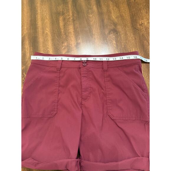 Eddie Bauer Women's Maroon Red Cuffed Athletic Casual Shorts Size 12 - Picture 5 of 8